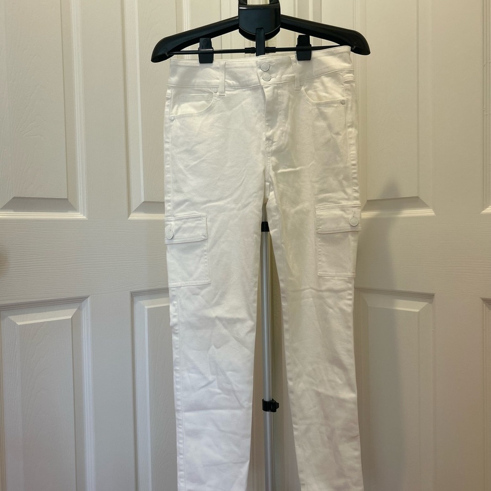 CAbi White Skinny Cargo Jeans
